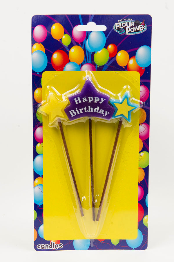Happy Birthday Star Pick Candle (Box of 6 Packets)