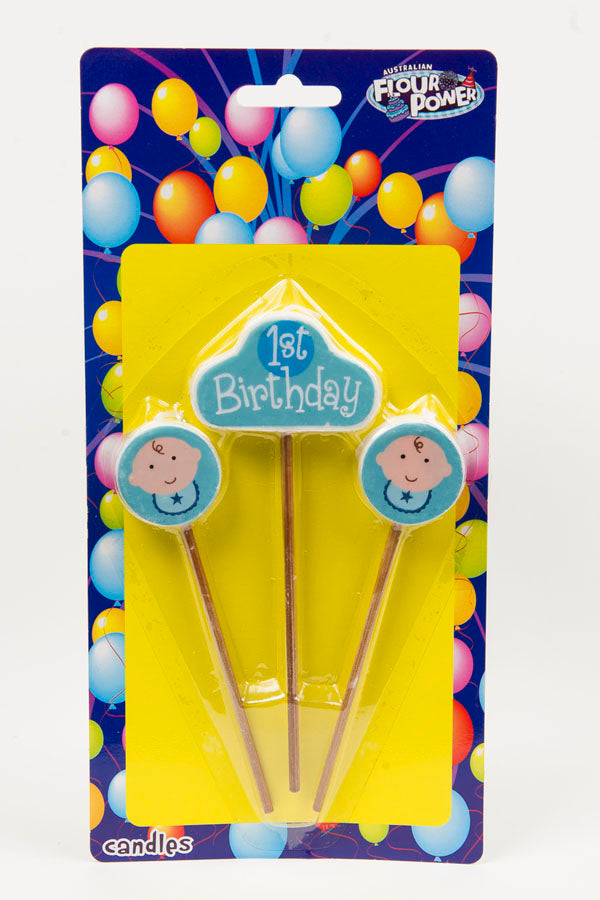 #1 Boys First Birthday Star Pick Candle (Box of 4 Candles)