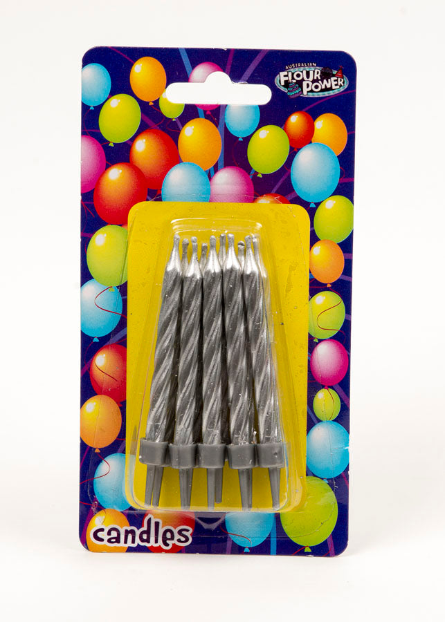 Small Spiral Candle - Silver (Box of 12 Packets)