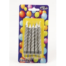 Large Spiral Candle - Silver (Box of 12 Packets)