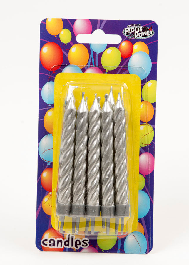 Large Spiral Candle - Silver (Single Packet)