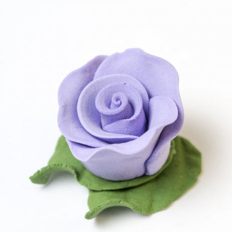 Cupcake Rose On 2 Leaf Purple 32 per box - Sugar Dec