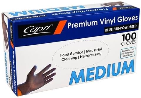 Vinyl Gloves Medium Powder Free (Blue)