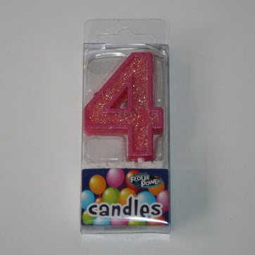 #4 Mini Number Candle  - Pink (12pcs)