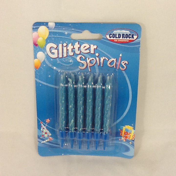 Glitter Spiral Candle - Cold Rock - Blue (1 PACKET)