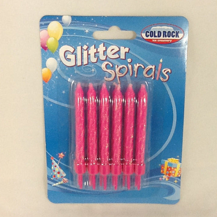 Glitter Spiral Candle - Cold Rock - Pink (1 PACKET)