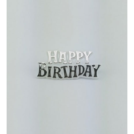Cake Sign Happy Birthday Silver / White