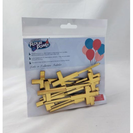 Cupcake Topper Cross Gold Mirror (Pk12)