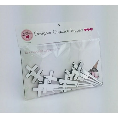 Cupcake Topper Cross Silver Mirror (Pk12)