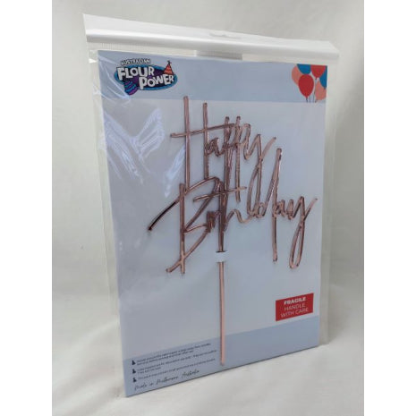 Happy Birthday Modern Rose Gold Mirror