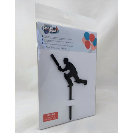 Cake Topper Cricketer Mini Black Acrylic