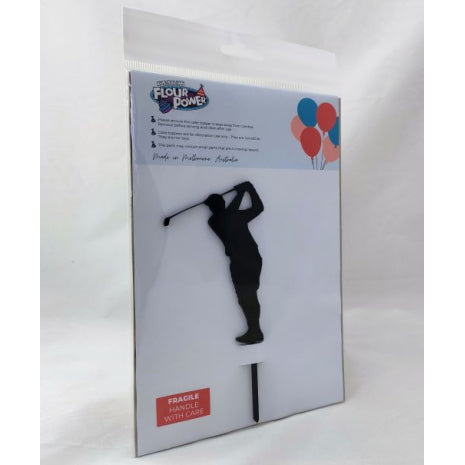 Cake Topper Golfer Mini Black Acrylic