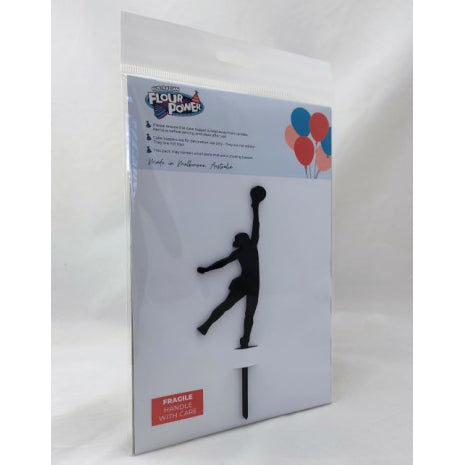 Cake Topper Netball Player Mini Black Acrylic