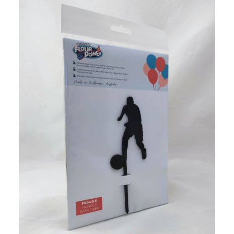 Cake Topper Soccer Player Mini Black Acrylic