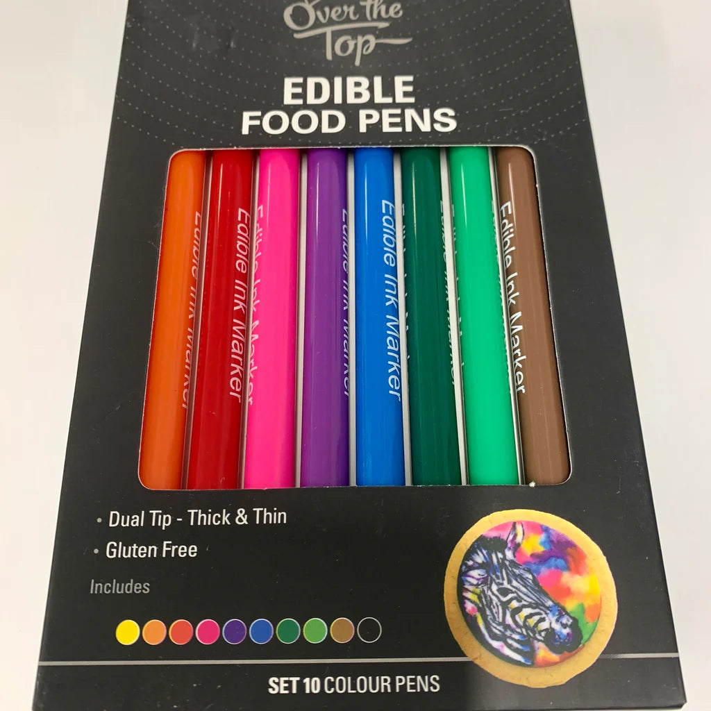 Edible Food Pens Over The Top Various Colours 10 Pack edible-food-pens-over-the-top-various-colours-10-pack