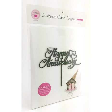 Happy Anniversary Script Black Acrylic