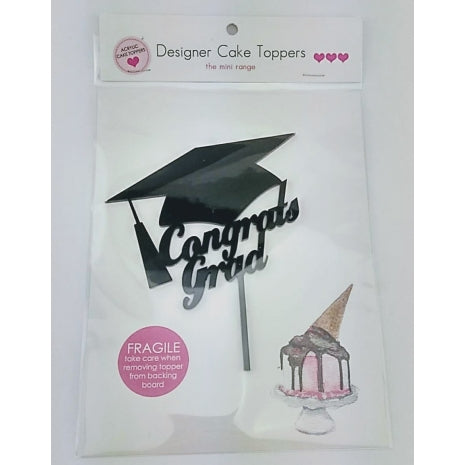Cake Topper  Graduation Mini Black Acrylic