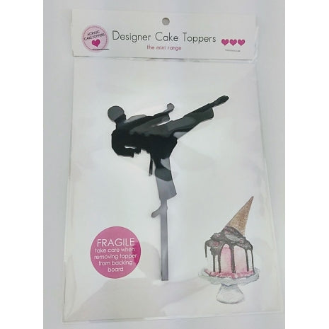 Cake Topper  Karate Mini Black Acrylic
