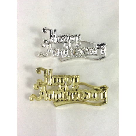 Cake Sign Happy Anniversary Old English Silver
