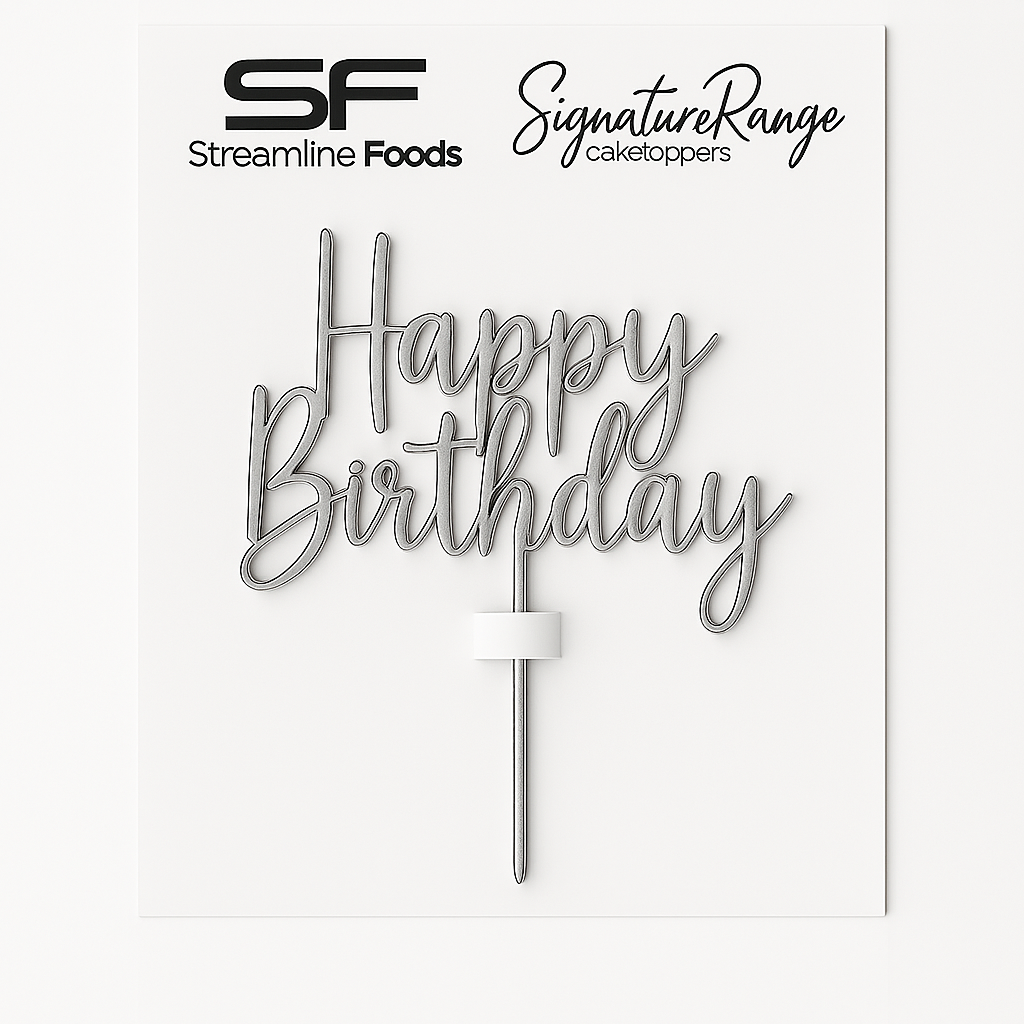Happy Birthday Script Silver