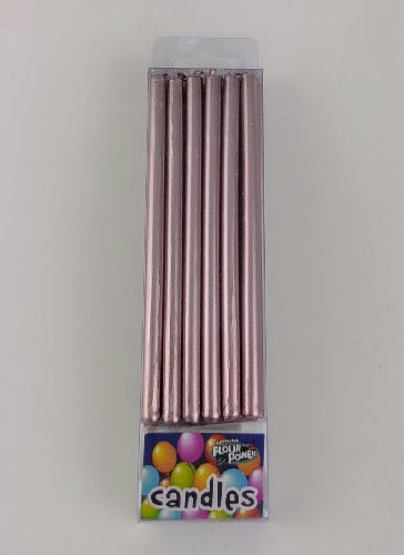 Long Candle with Holder - Rose Gold (Box of 12 Packets)