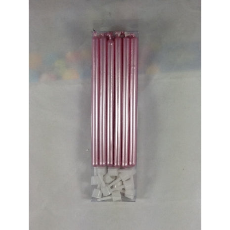 Long Candle with Holder - Pearl Pink (Single Packet)