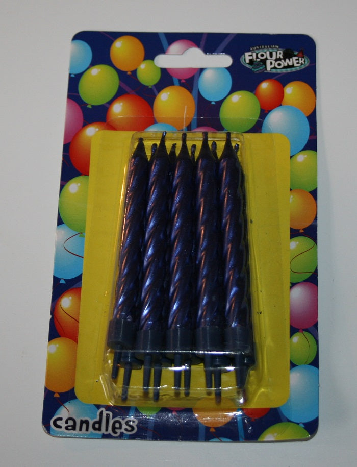 Large Spiral Candle - Metallic Blue (Single Packet)