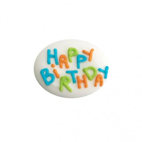 Happy Birthday Icing Plaque - Blue (72 pieces)
