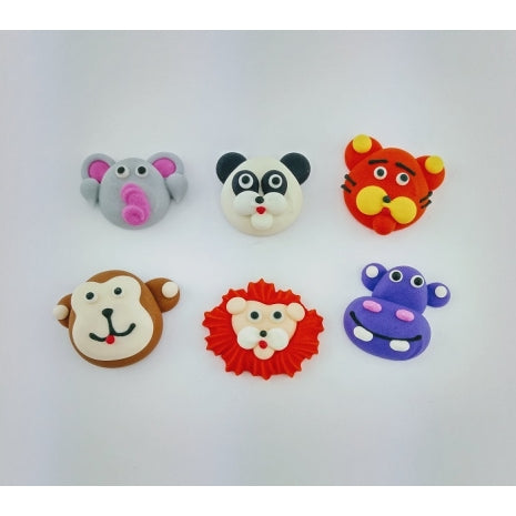 Safari Animal Faces Large Assorted 72 per box - Sugar Dec