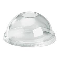 300-700ml Dome 22mm Hole Clear BioCup Lid (100-Sleeve) (10)