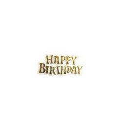 Cake Sign Happy Birthday Gold / White