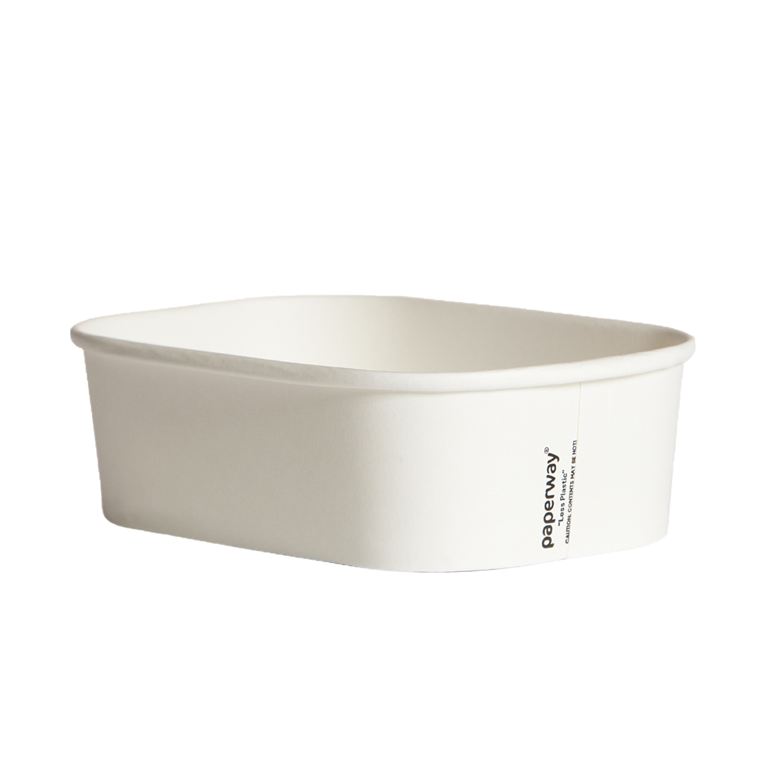 650ml Paperway® White & Kraft PP Rectangle Containers
