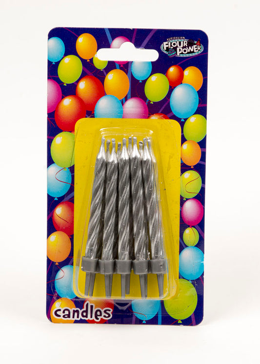 Small Spiral Candle - Silver (Box of 12 Packets)