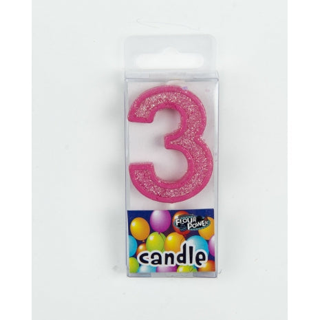 #3 Mini Number Candle  - Pink (12pcs)