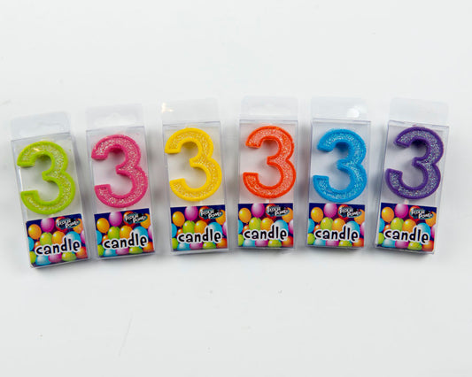 #3 Mini Number Candle - Assorted Colours (12pcs)