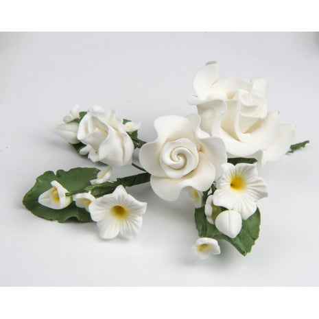 Rose Spray Large White (each) - Sugar Dec