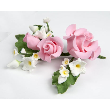 Rose Spray Large Pink  (each) - Sugar Dec