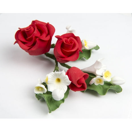 Rose Spray Large Red (each) - Sugar Dec