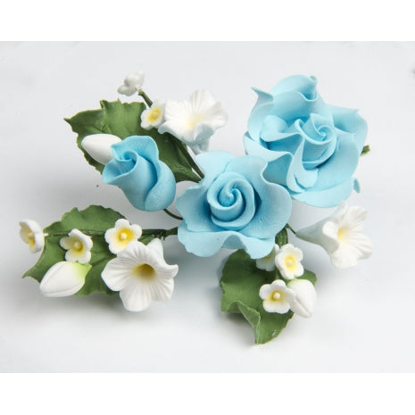 Rose Spray Large Blue (each) - Sugar Dec