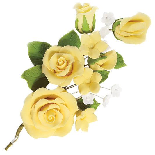 Rose Spray Large Yellow (each) - Sugar Dec