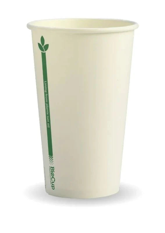 350ml / 12oz (80mm) White Green Line Single Wall BioCup