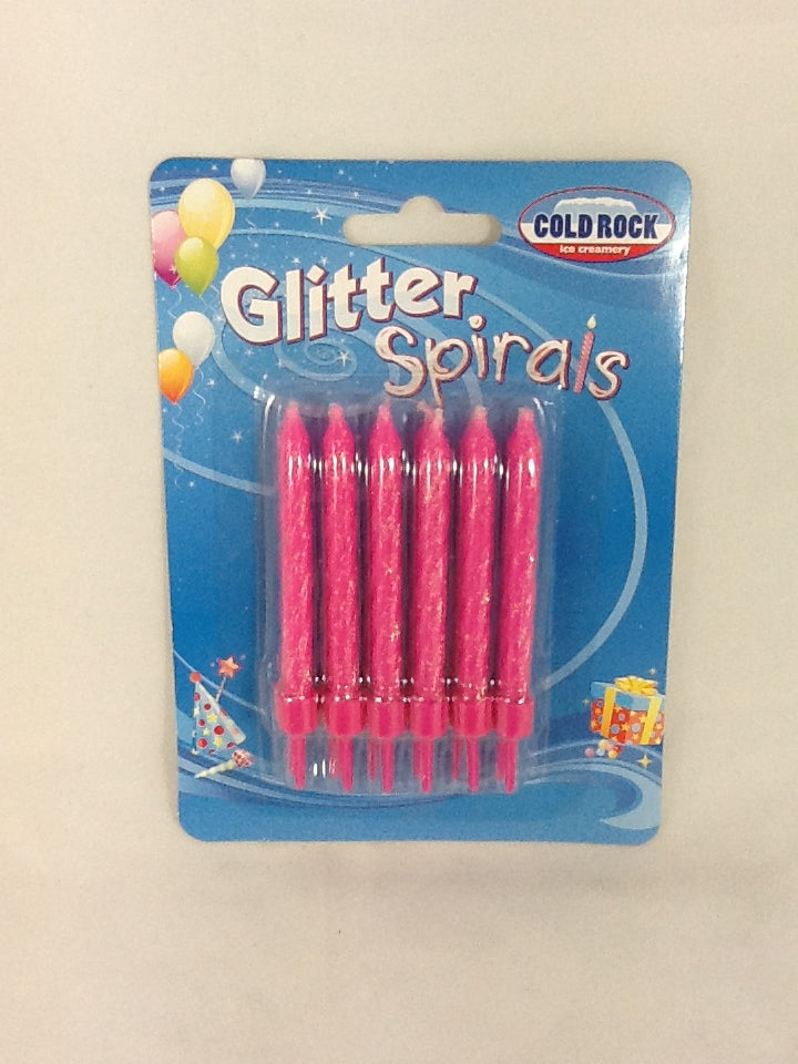 Glitter Spiral Candle - Cold Rock - Pink (1 PACKET)