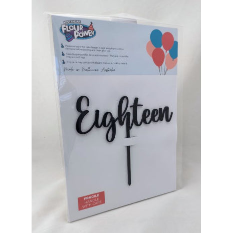 cake-topper-number-eighteen-script-black-acrylic-topper – Streamline Foods