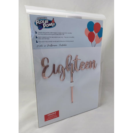 Eighteen Script - Rose Gold Mirror Topper