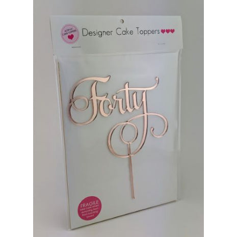 Forty Script Rose Gold Mirror