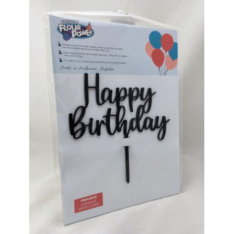 Happy Birthday Script Black Acrylic