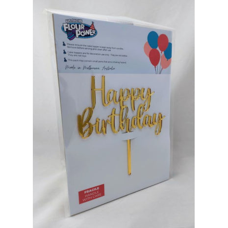 Happy Birthday Script Gold Mirror