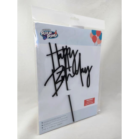 Happy Birthday Modern Black Acrylic