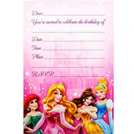 Princess Invites (8)-single Pkt