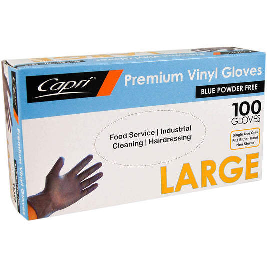 Vinyl Gloves Large Powder Free (Blue)